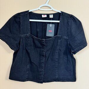 Levi's Short Sleeve Cropped Jean Top